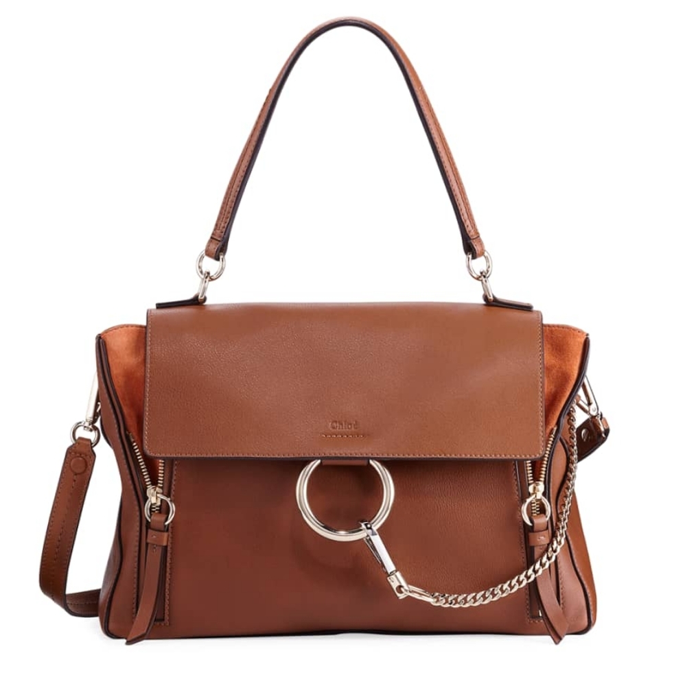 Chloe calfskin medium Faye day shoulder bag-Tan